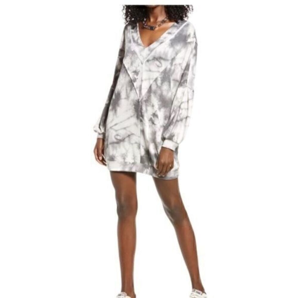 Open Edit Black Tie Dye Mini Dress Small NWT